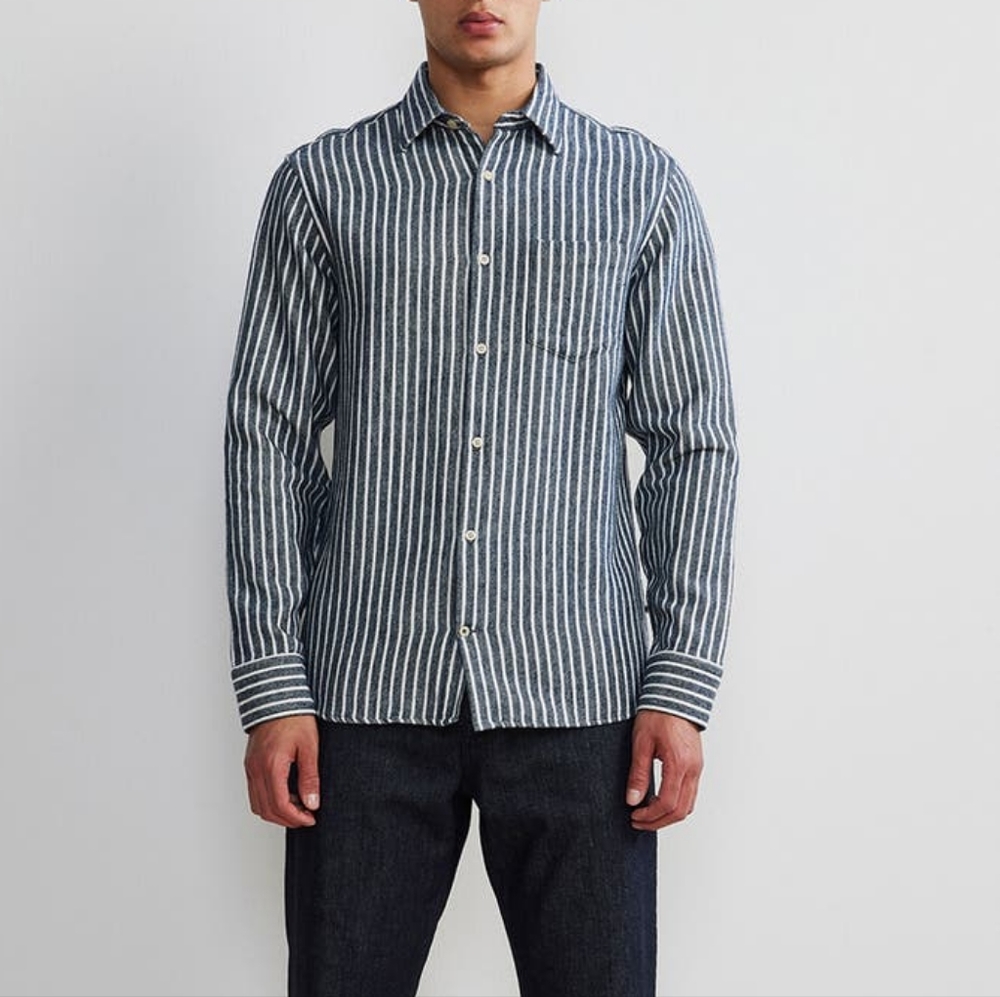 NN07 Errico Navy Stripe Slim Fit Cotton Button Up Shirt XXXL Regular NWOT